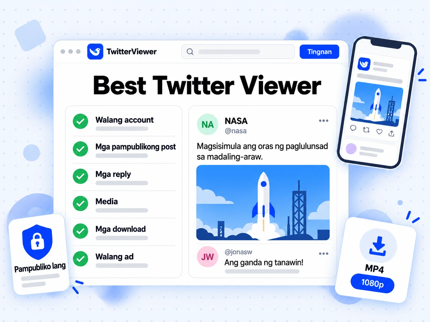 Checklist ng Best Twitter Viewer: walang account, pampublikong post, reply, media at download sa iisang lugar