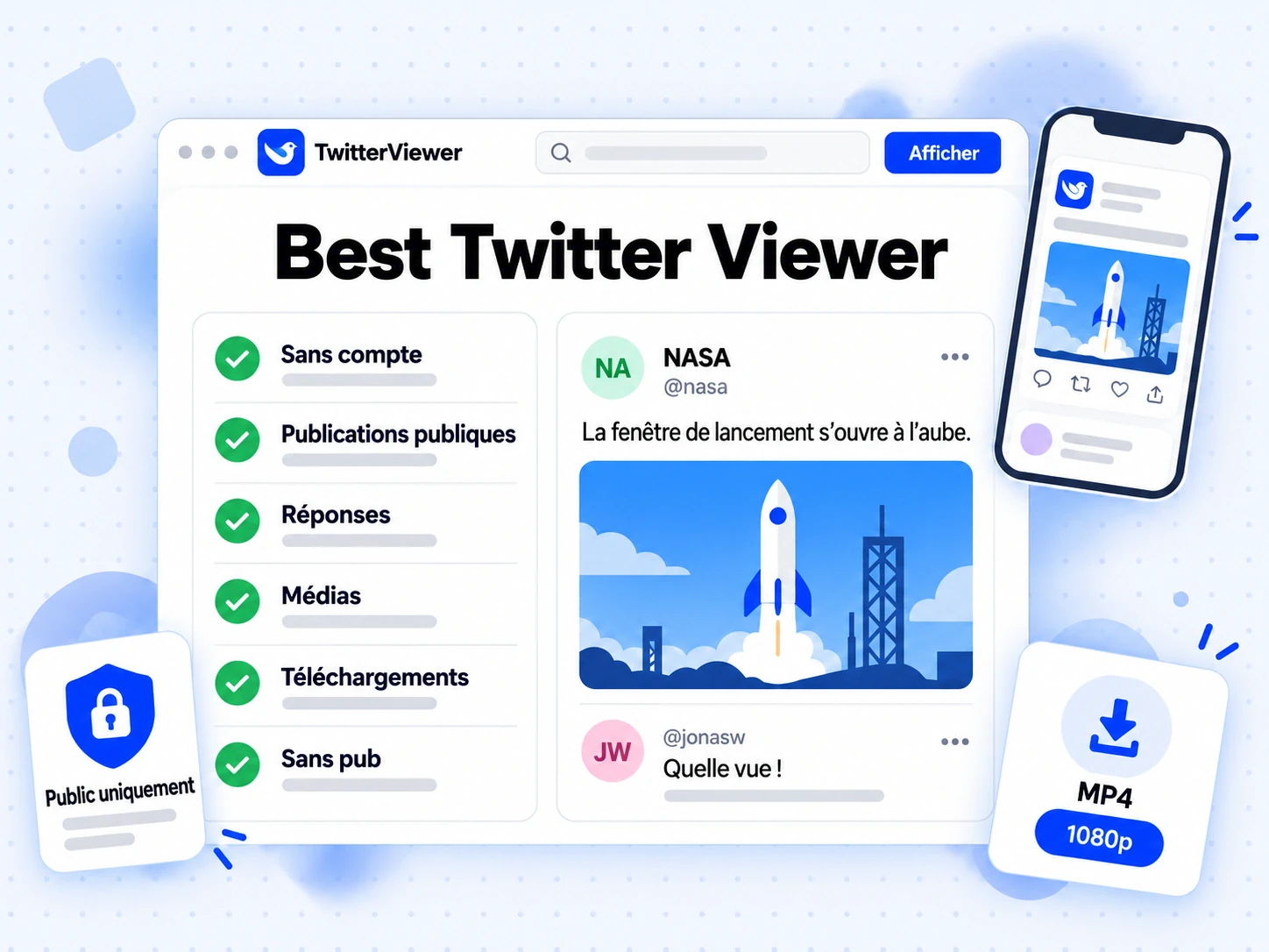 Best Twitter Viewer : sans compte, publications publiques, réponses, médias et téléchargements au même endroit