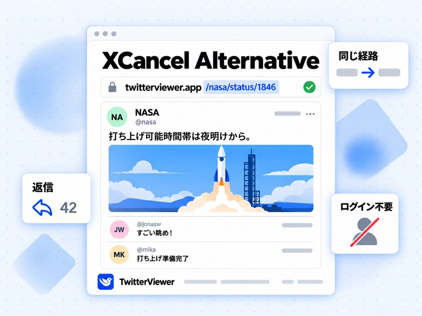XCancel Alternative：XCancel のリンクを TwitterViewer の同じパスに変更し、投稿と返信を表示