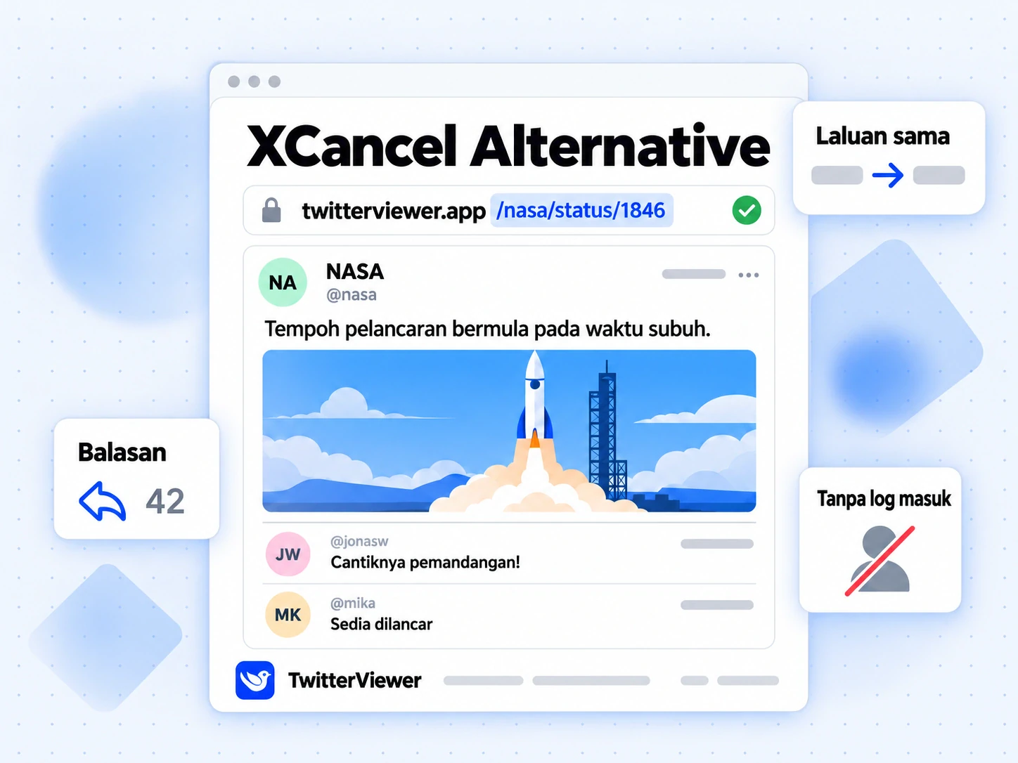 XCancel Alternative: pautan XCancel ditukar ke laluan sama di TwitterViewer, membuka siaran dengan balasan