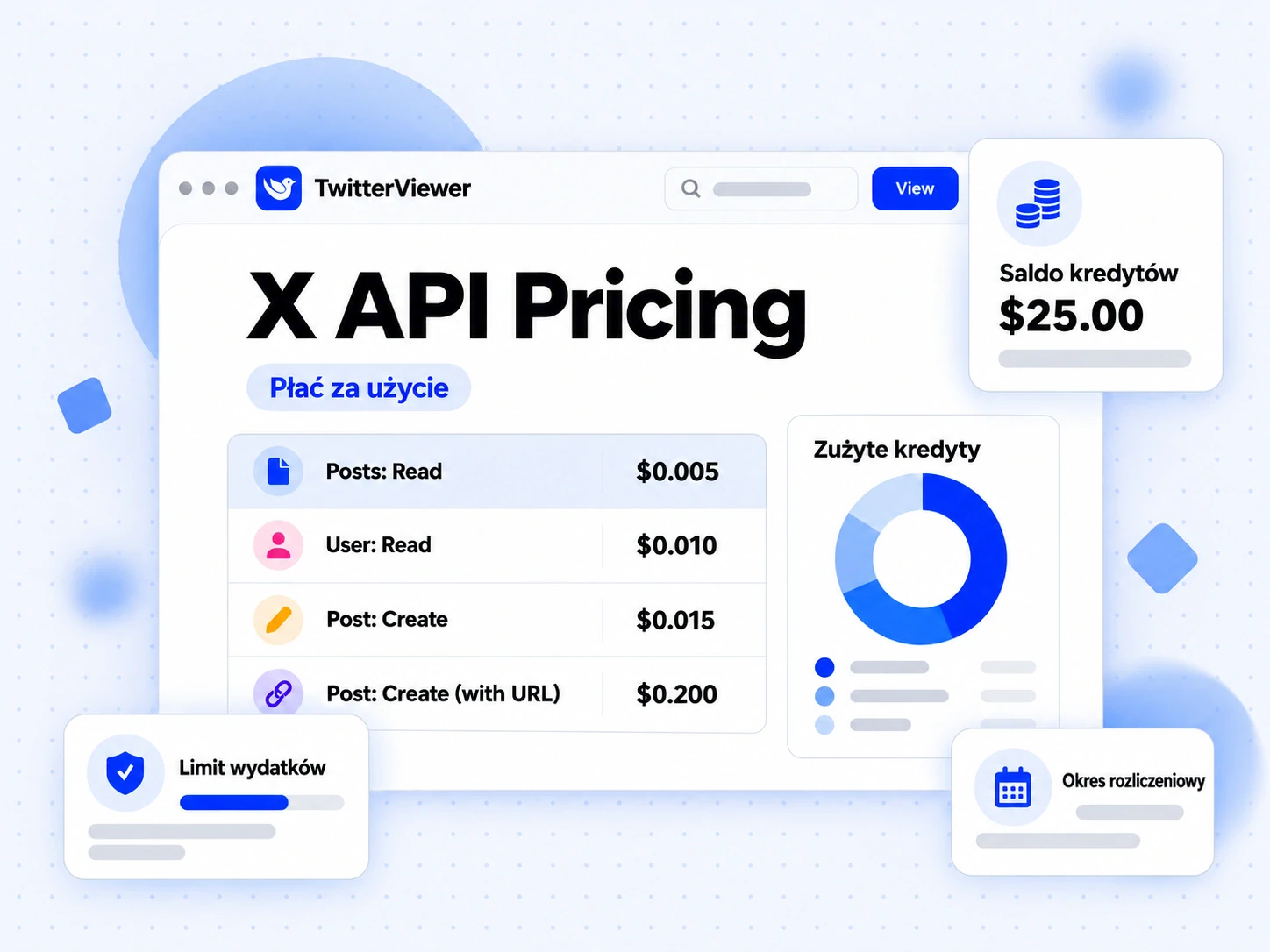 X API Pricing: tabela stawek za użycie, cena odczytu posta i bieżące saldo środków