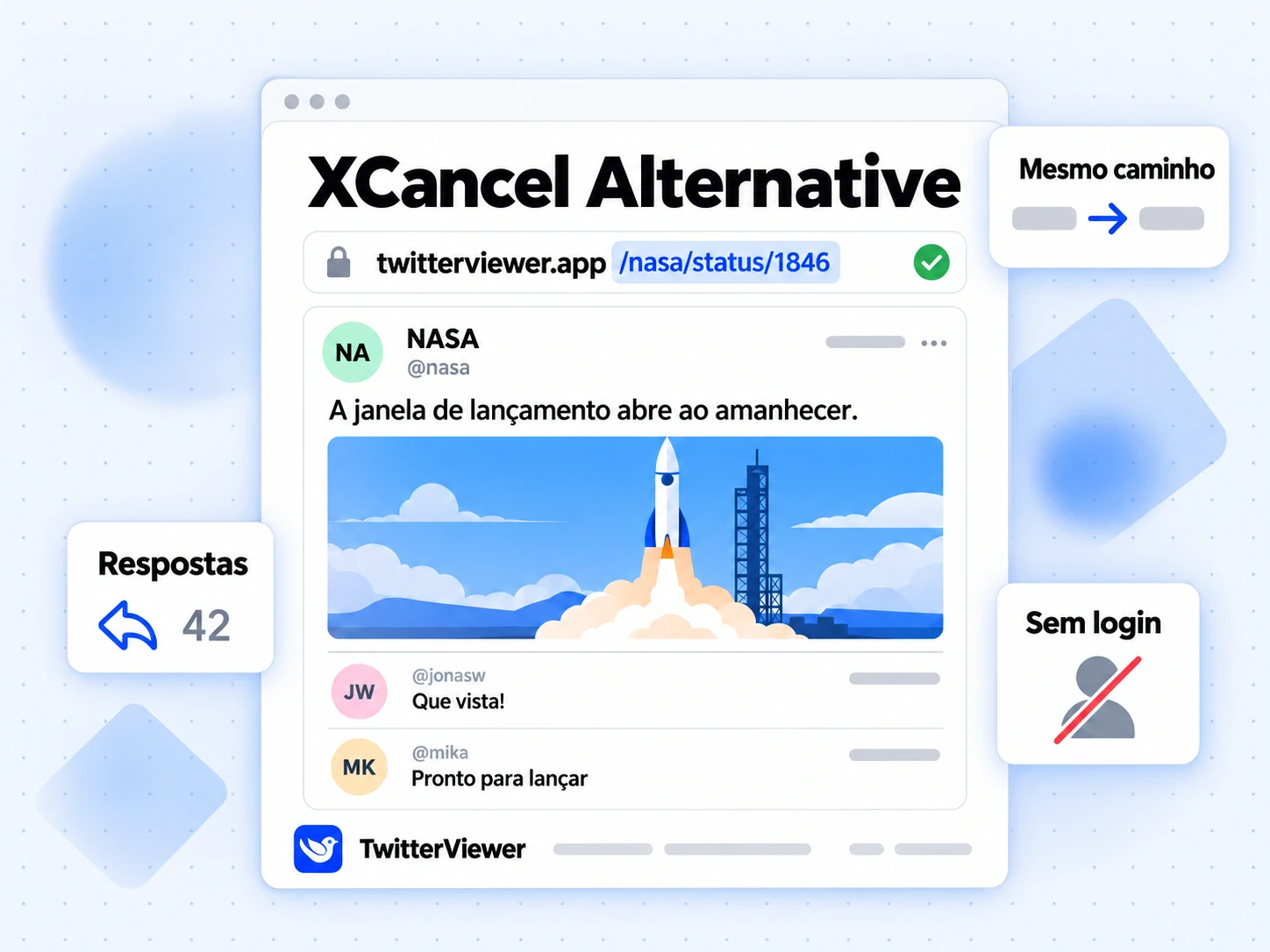 XCancel Alternative: link do XCancel com o mesmo caminho no TwitterViewer abre o post com respostas